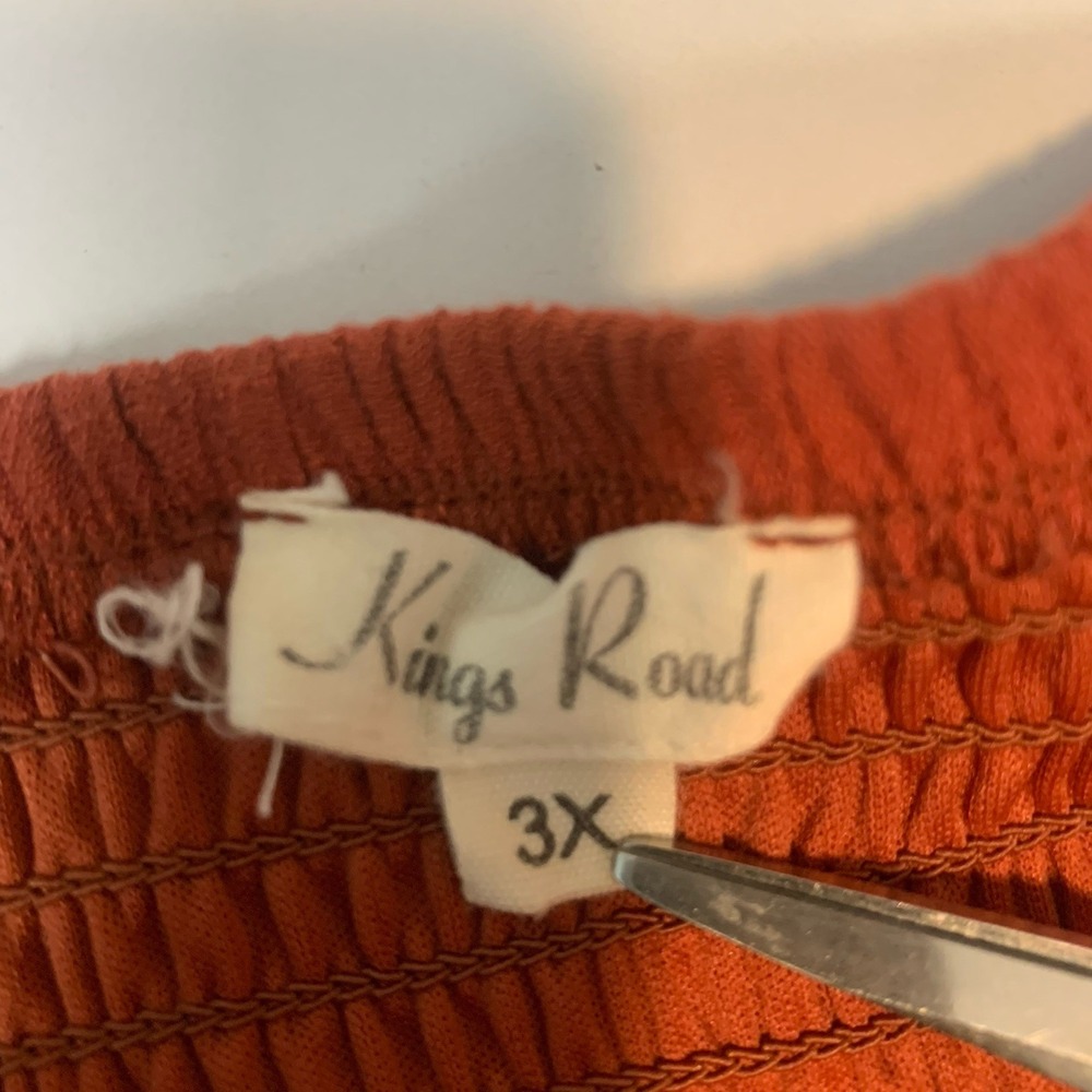 Kings Road Dress Women 3X Maxi Boho Tiered Peasant Milkmaid Puff Sleeves Smocked - Picture 8 of 9